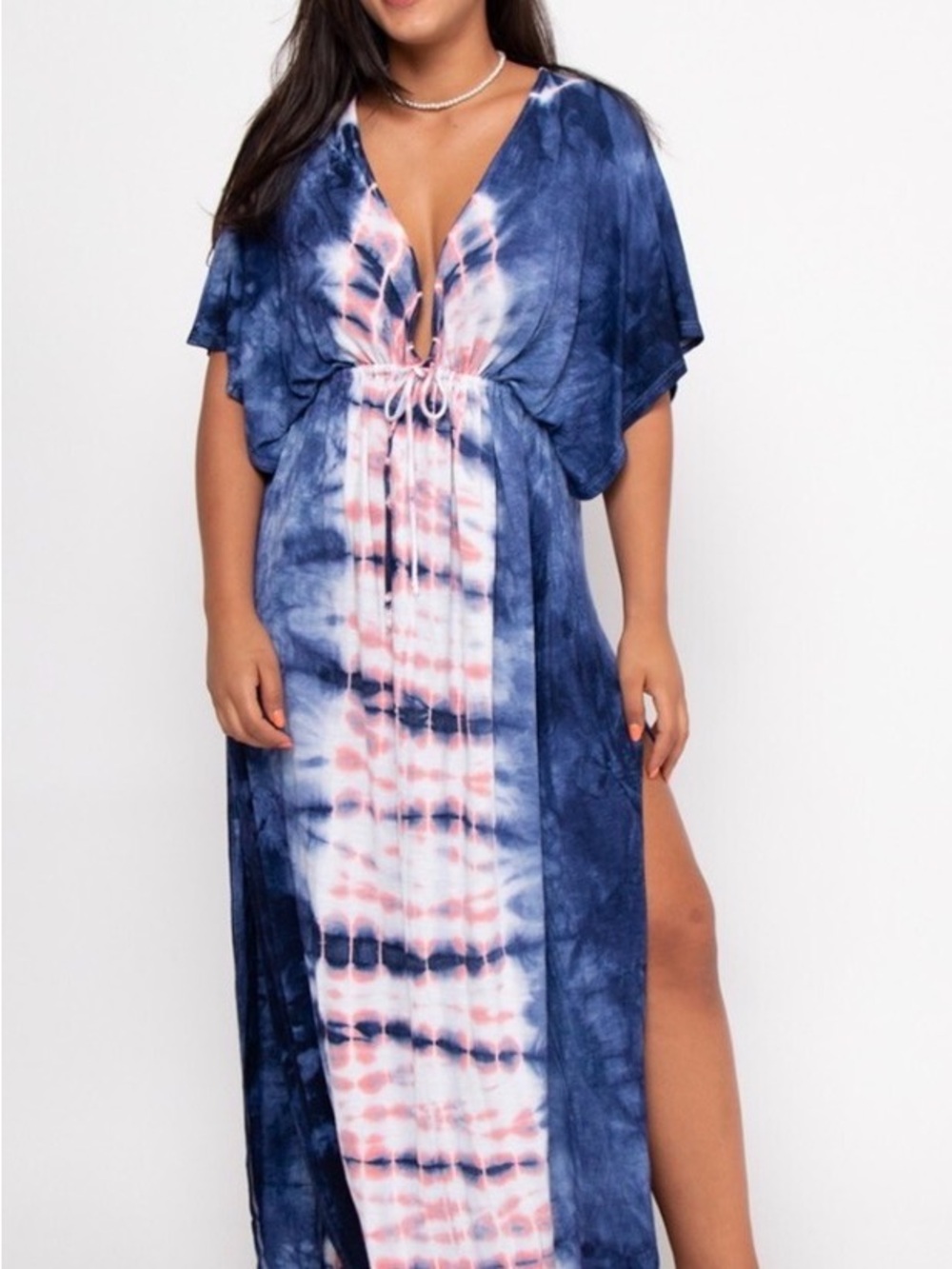 American Twist Navy & Pink Tie-Dye cover-Up